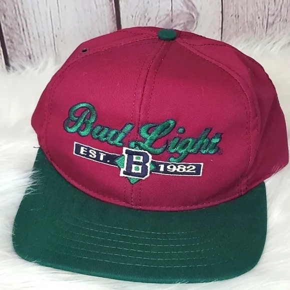 Vintage 90s Budweiser Bud Light Maroon Trucker Snapback Hat Cap Adjustable Strap - Picture 16 of 17
